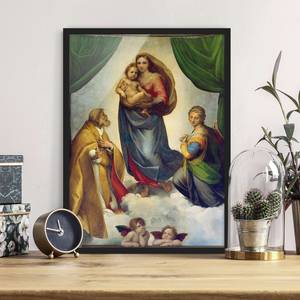 Bild Raffael Die Sixtinische Madonna Papier / Kiefer - Mehrfarbig - 50 x 70 cm