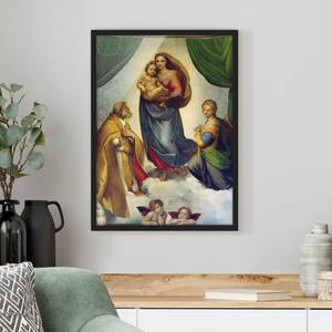 Bild Raffael Die Sixtinische Madonna Papier / Kiefer - Mehrfarbig - 50 x 70 cm