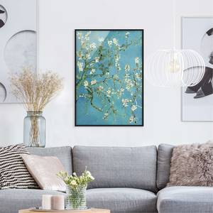 Tableau Van Gogh Amandier en fleurs Papier / Pin - Bleu - 50 x 70 cm