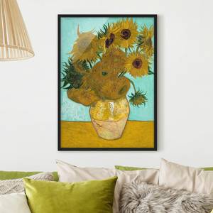 Bild van Gogh Vase mit Sonnenblumen Papier / Kiefer - Gelb - 50 x 70 cm