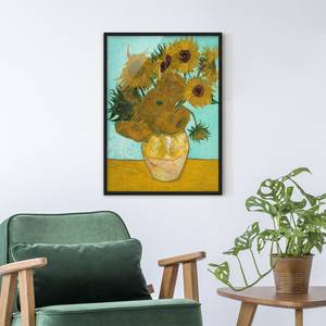 Afbeelding Van Gogh Zonnebloemen papier/grenenhout - geel - 70 x 100 cm