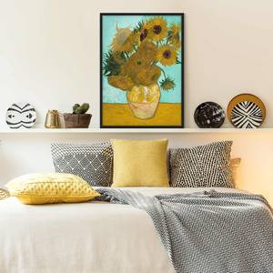 Bild van Gogh Vase mit Sonnenblumen Papier / Kiefer - Gelb - 70 x 100 cm