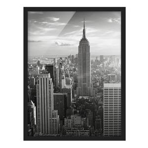 Afbeelding Manhattan Skyline papier/grenenhout - zwart/wit - 50 x 70 cm