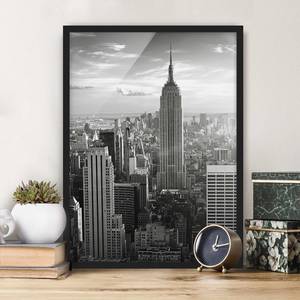 Tableau déco Manhattan Skyline Papier / Pin - Noir / Blanc - 50 x 70 cm