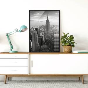 Afbeelding Manhattan Skyline papier/grenenhout - zwart/wit - 50 x 70 cm