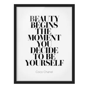 Tableau déco Be Yourself, Coco Chanel Papier / Pin - Noir / Blanc - 50 x 70 cm