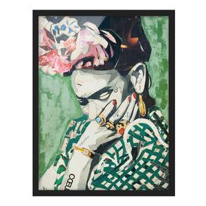 Afbeelding Frida Kahlo Collage No.3 V papier/grenenhout - groen - 70 x 100 cm