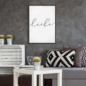 Poster con cornice scritta Liebe Carta / Pino - Bianco - 70 x 100 cm