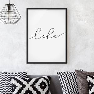 Tableau déco Lebe calligraphie Papier / Pin - Blanc - 50 x 70 cm