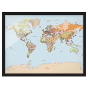 Afbeelding Politische Wereldkaart V papier/grenenhout - meerdere kleuren