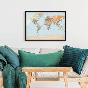 Poster con cornice cartina del mondo V Carta / Pino - Multicolore