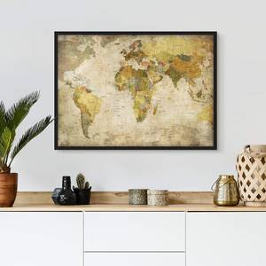 Bild Weltkarte I Papier / Kiefer - Grün