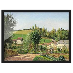 Tableau déco Pissarro, Petit village I Papier / Pin - Multicolore