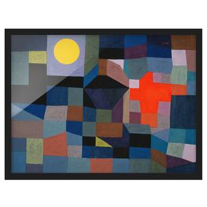 Tableau Paul Klee, Feu, pleine lune I Papier / Pin - Bleu