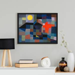 Afbeelding Klee Feuer bei Vollmond I papier/grenenhout - blauw