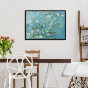 Tableau Van Gogh Amandier en fleurs Papier / Pin - Bleu - 100 x 70 cm