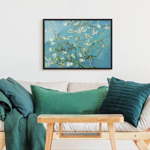 Tableau Van Gogh Amandier en fleurs Papier / Pin - Bleu - 100 x 70 cm