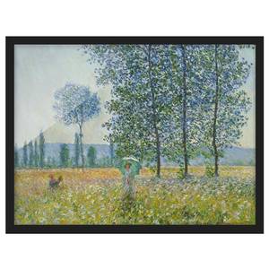 Tableau Monet, champs au printemps I Papier / Pin - Vert