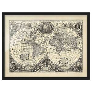 Tableau déco, Carte du monde antique I Papier / Pin - Beige