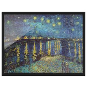 Tableau déco nuit étoilée sur le Rhône Papier / Pin - Bleu - 100 x 70 cm