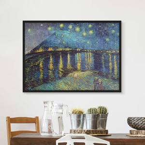 Bild Sternennacht über der Rhone Papier / Kiefer - Blau - 100 x 70 cm