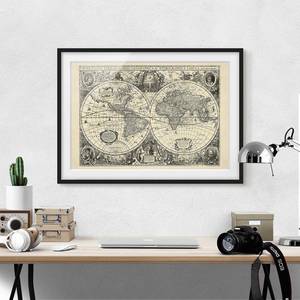 Tableau déco, Carte du monde antique II Papier / Pin - Beige - 70 x 50 cm