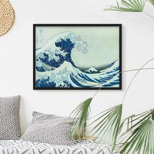 Bild Die Grosse Welle von Kanagawa I Papier / Kiefer - Blau