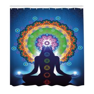 Douchegordijn Mandala Chakra polyester - meerdere kleuren - 175 x 220 cm