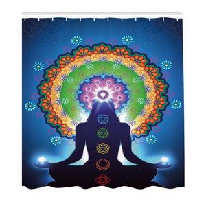 Douchegordijn Mandala Chakra polyester - meerdere kleuren - 175 x 180 cm