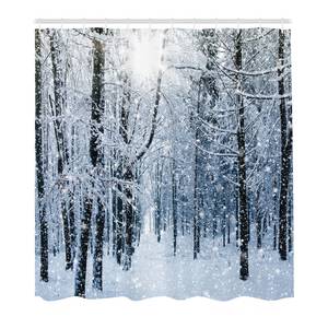 Tenda da doccia Foresta innevata Poliestere - Bianco / Blu - 175 x 220 cm