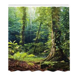 Tenda da doccia Foresta tropicale Poliestere - Verde / Marrone - 175 x 220 cm