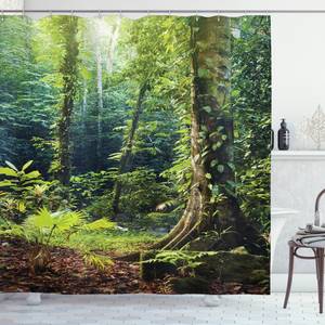 Douchegordijn Wilde klimop polyester - groen/bruin - 175 x 180 cm