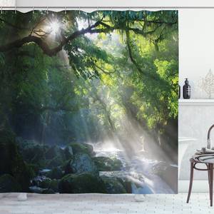 Rideau de douche Jungle Polyester - Vert / Blanc - 175 x 220 cm