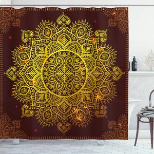 Rideau de douche Oriental Snowflake Art Polyester - Jaune / Marron - 175 x 220 cm