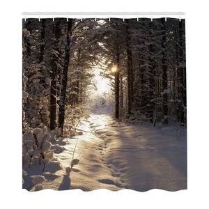 Douchegordijn Kerst polyester - lichtgeel/bruin - 175 x 180 cm