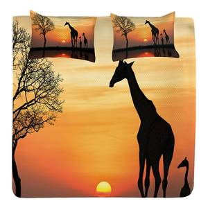 Copriletto e federa con giraffe Poliestere - Arancione / Nero - 220 x 220 cm