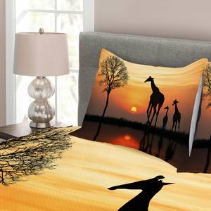 Bedsprei-set Giraffe in Bos polyester - oranje/zwart - 220 x 220 cm