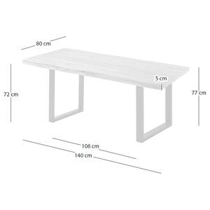 Massiver Baumkanten-Esstisch KAPRA Akazie Grau - 140 x 80 cm - Schwarz - U-Form - Tischplattenstärke: 5 cm