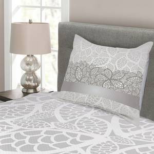 Bedsprei-set Lace polyester - grijs/wit - 170 x 220 cm