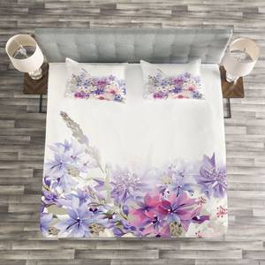 Bedsprei-set Bloemen polyester - roze/lila - 264 x 220 cm