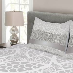 Bedsprei-set Lace polyester - grijs/wit - 220 x 220 cm