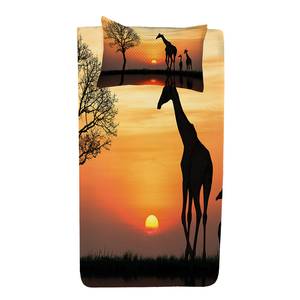 Tagedecken-Set Giraffe im wilden Wald Polyester - Orange / Schwarz - 170 x 220 cm