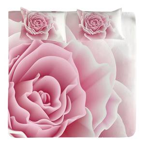 Bedsprei-set Rozenblaadjes Schoonheid polyester - roze/wit - 220 x 220 cm