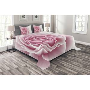 Tagesdecken-Set Rosenblätter Schönheit Polyester - Rosa / Weiß - 220 x 220 cm