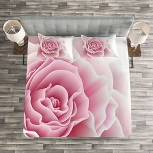 Couvre-lit Roses Polyester - Rose / Blanc - 220 x 220 cm