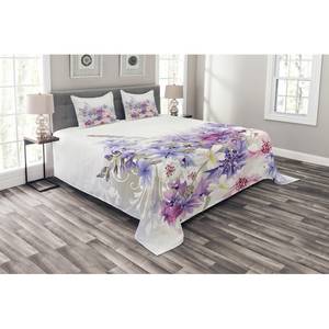 Bedsprei-set Bloemen polyester - roze/lila - 220 x 220 cm