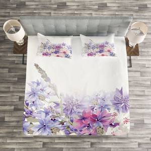 Bedsprei-set Bloemen polyester - roze/lila - 220 x 220 cm