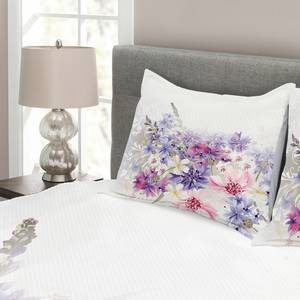 Bedsprei-set Bloemen polyester - roze/lila - 220 x 220 cm