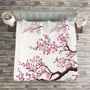 Tagesdecken-Set Sakura Polyester - Rosa / Braun - 264 x 220 cm