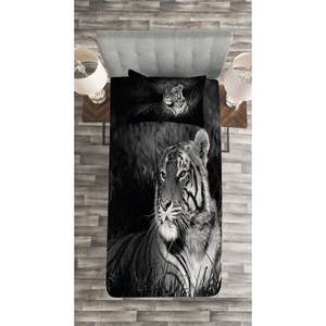 Tagesdecken-Set Bengalischer Tiger Polyester - Schwarz / Weiß - 170 x 220 cm